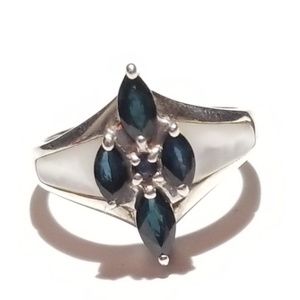 Sterling, Sapphire and Mother of Pearl Ring